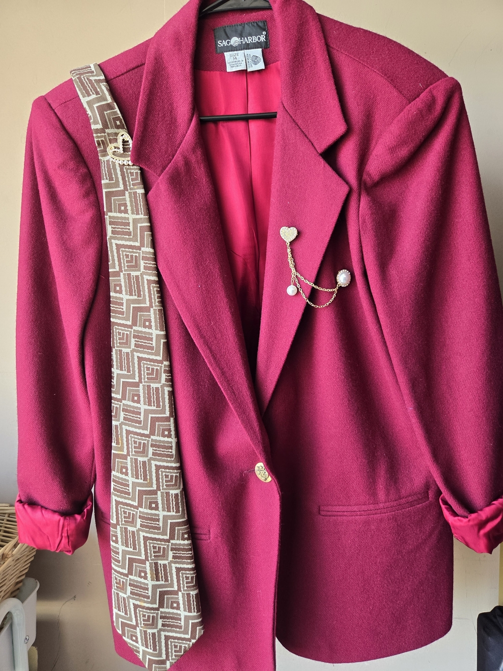 Sag Harbor Women's Magenta Wool Blend Blazer
